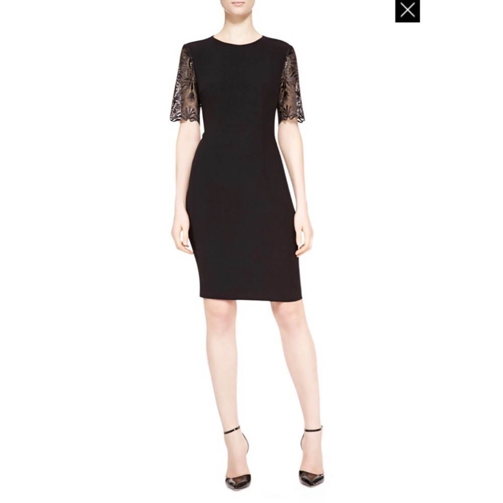 Escada crew neck 100% silk black midi dress size 40
